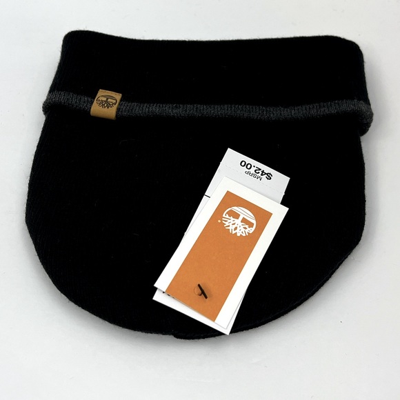 TIMBERLAND BLACK BEANIE, UNISEX, ONE SIZE FITS ALL, BEANIE WITH GREY ON THE CUFF - Picture 7 of 15